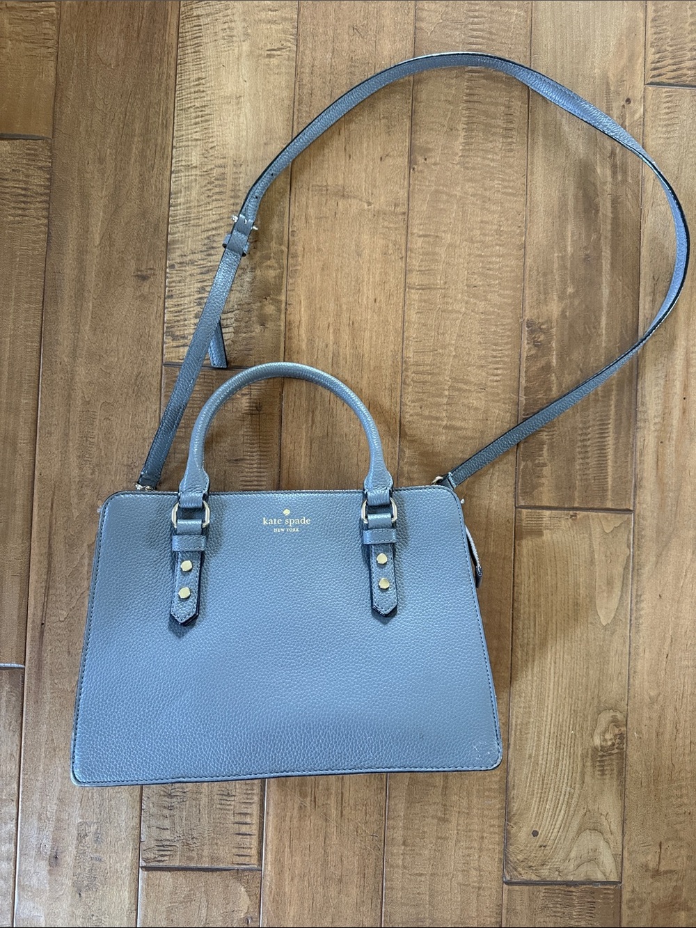 Grey kate spade New York Leather  Satchel with Crossbody Strap
